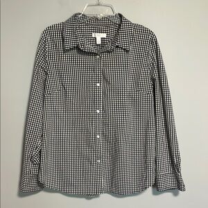 1901 Women’s Black And White Checkered Dress Shirt Size Large NWOT